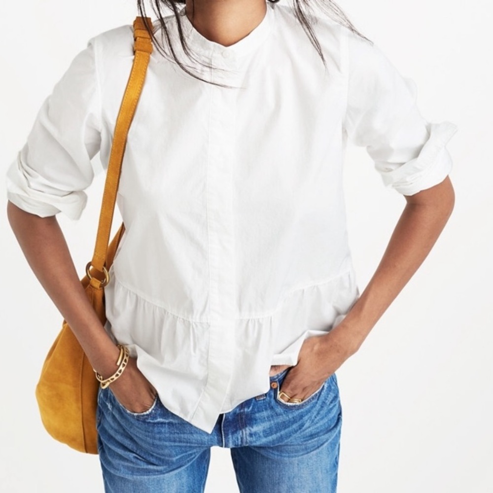 Madewell White Peplum Button Down